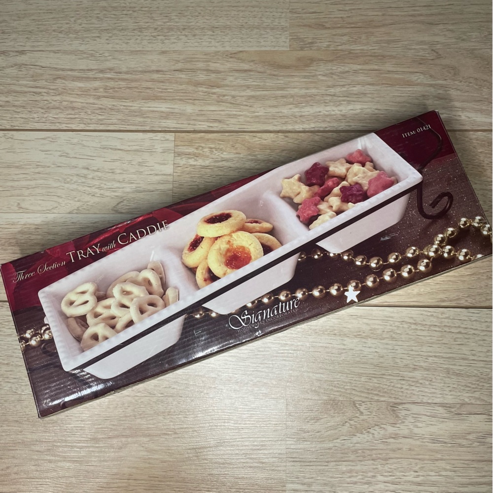 COPY - 3 Section Stoneware Serving Tray with Stand